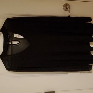 Lane Bryant open neck, black blouse